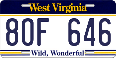 WV license plate 8OF646