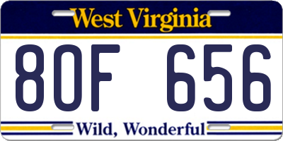 WV license plate 8OF656
