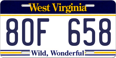 WV license plate 8OF658