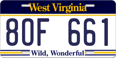 WV license plate 8OF661
