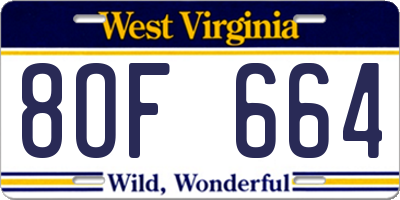 WV license plate 8OF664