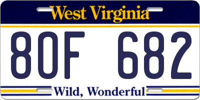 WV license plate 8OF682