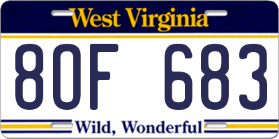 WV license plate 8OF683