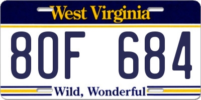 WV license plate 8OF684