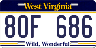 WV license plate 8OF686