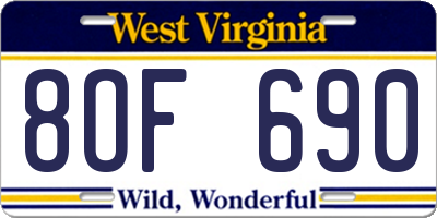 WV license plate 8OF690