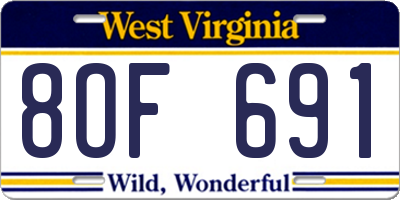 WV license plate 8OF691