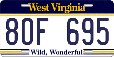 WV license plate 8OF695