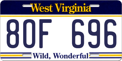 WV license plate 8OF696