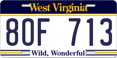 WV license plate 8OF713