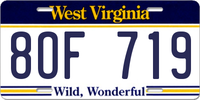 WV license plate 8OF719