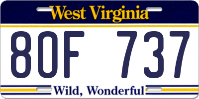 WV license plate 8OF737