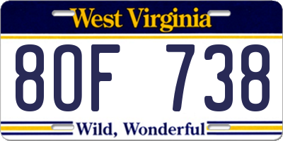 WV license plate 8OF738