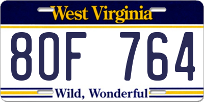 WV license plate 8OF764