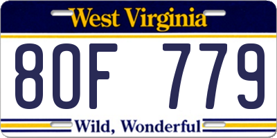 WV license plate 8OF779