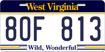 WV license plate 8OF813