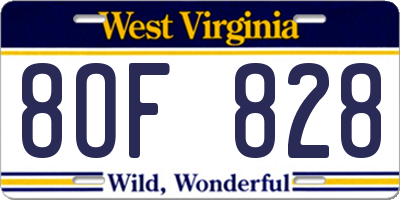 WV license plate 8OF828