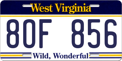 WV license plate 8OF856