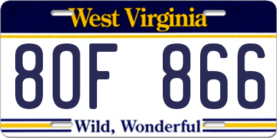 WV license plate 8OF866