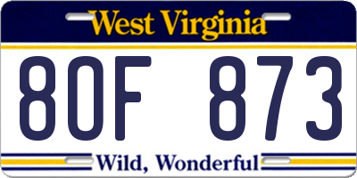 WV license plate 8OF873