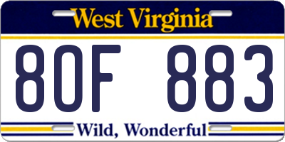 WV license plate 8OF883