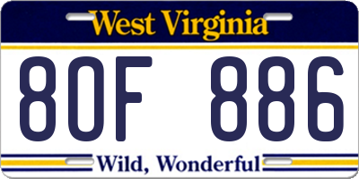 WV license plate 8OF886