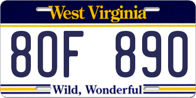 WV license plate 8OF890