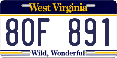 WV license plate 8OF891
