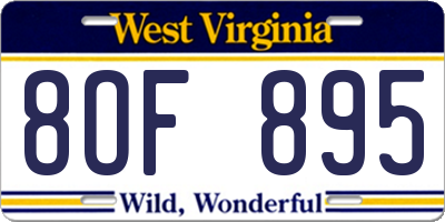 WV license plate 8OF895