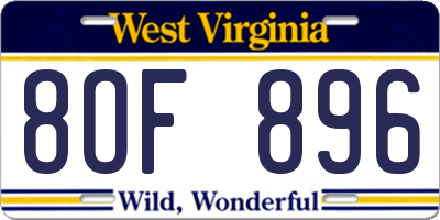 WV license plate 8OF896