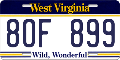 WV license plate 8OF899