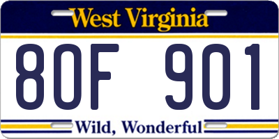 WV license plate 8OF901