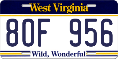 WV license plate 8OF956