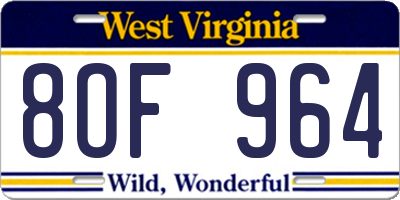 WV license plate 8OF964