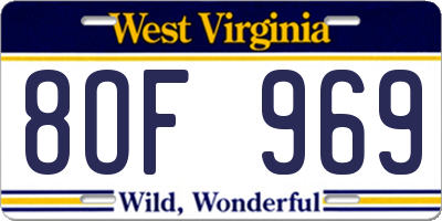 WV license plate 8OF969
