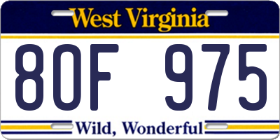 WV license plate 8OF975