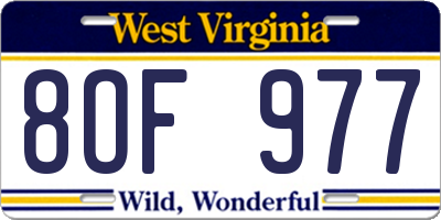 WV license plate 8OF977