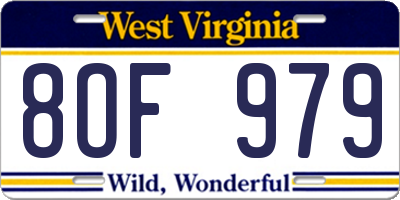 WV license plate 8OF979