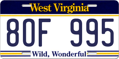 WV license plate 8OF995