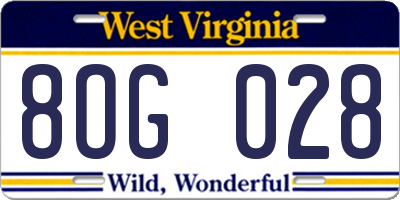 WV license plate 8OG028