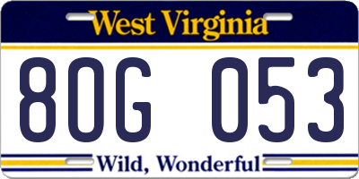 WV license plate 8OG053