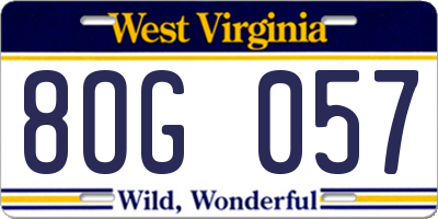 WV license plate 8OG057