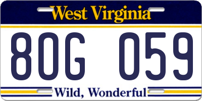 WV license plate 8OG059