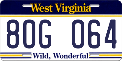 WV license plate 8OG064