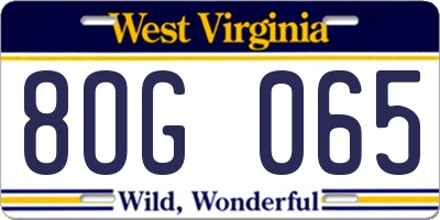WV license plate 8OG065