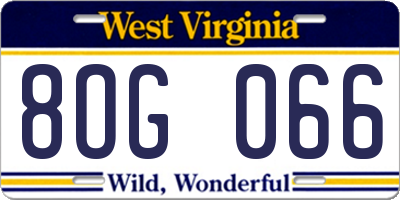 WV license plate 8OG066