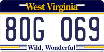 WV license plate 8OG069