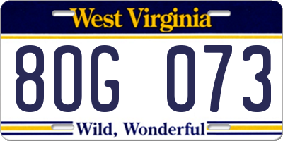 WV license plate 8OG073