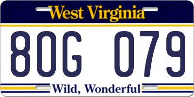 WV license plate 8OG079