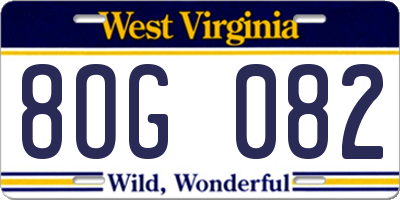 WV license plate 8OG082